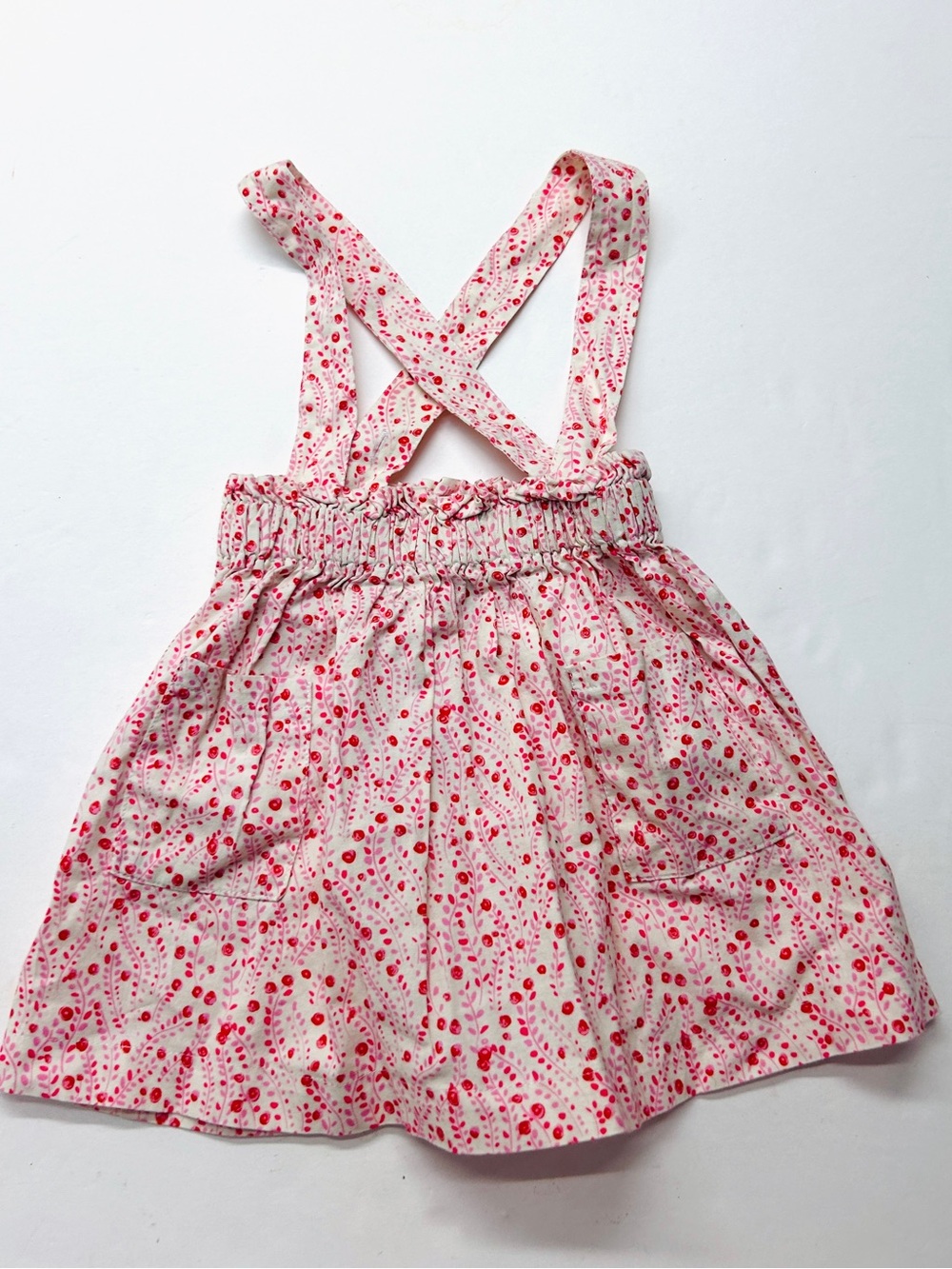 Hannah Kate Pink Red Floral Suspender Dress Skirt